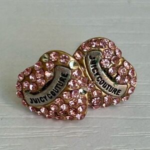 Juicy Couture Pink Rhinestone Heart Logo Stud Earrings